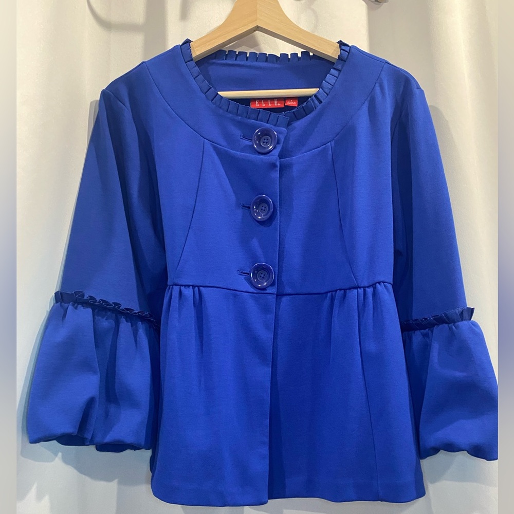 Elle - Blue Button-Up Casual Blazer